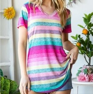 New Heimish Striped Vneck Top